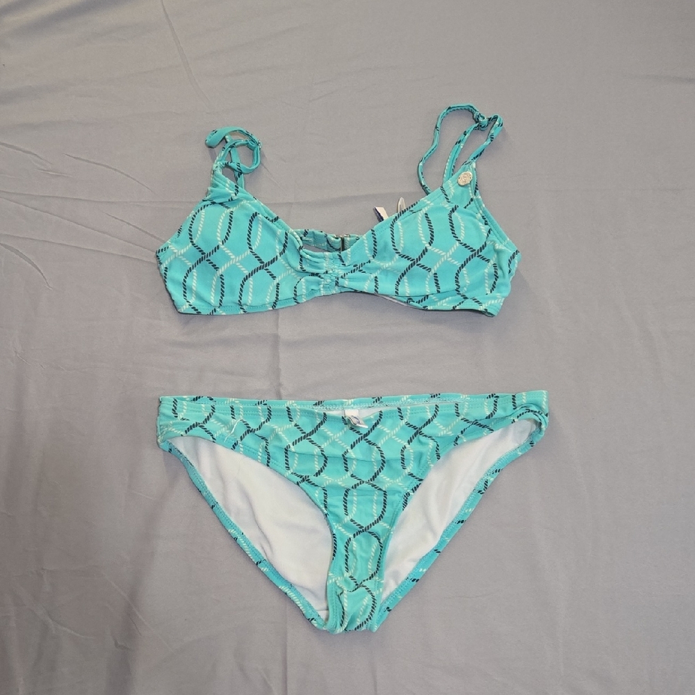 Southern Tide Aqua and Navy Bikini Bottom
